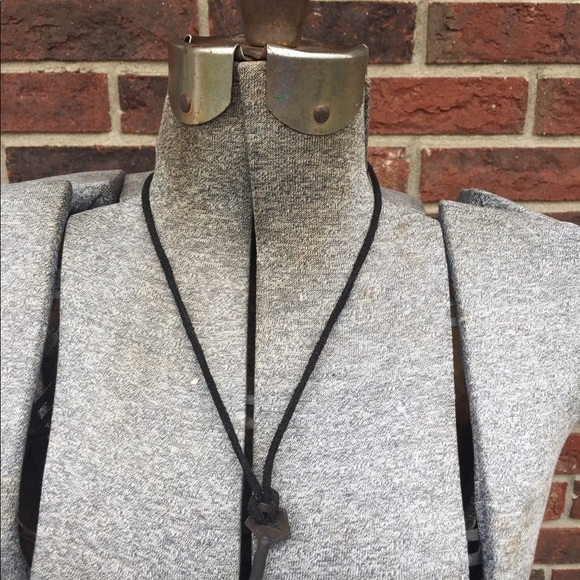 Antique Key Black Suede Necklace - Picture 2 of 3